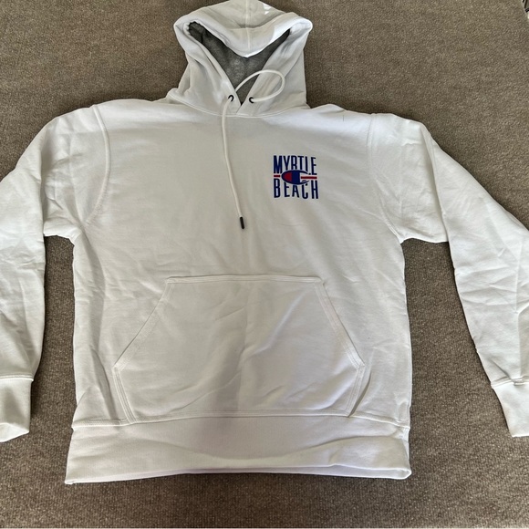 Champion White Hoodie with Myrtle Beach Graphic - Picture 1 of 3